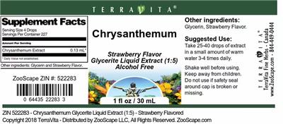 Photo of the TerraVita Chrysanthemum Strawberry Flavor label