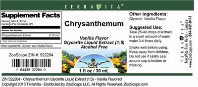 Photo of the TerraVita Chrysanthemum Vanilla Flavor label