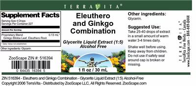Photo of the TerraVita Eleuthero and Ginkgo Combination label