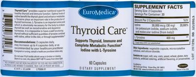 Photo of the EuroMedica Thyroid Care label