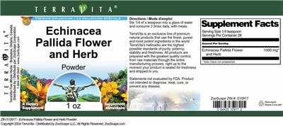 Photo of the TerraVita Premium Collection Echinacea Pallida Flower and Herb Powder label