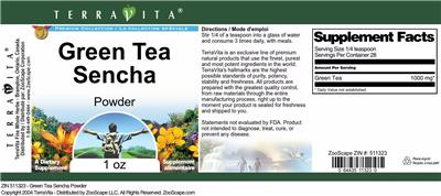 Photo of the TerraVita Premium Collection Green Tea Sencha Powder label