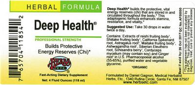 Photo of the Herbs Etc. Deep Health label