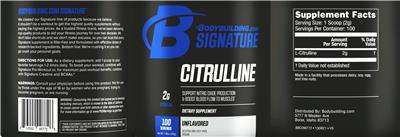 Photo of the Bodybuilding.com Signature Citrulline Unflavored label