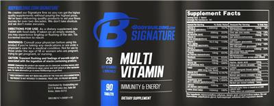 Photo of the Bodybuilding.com Signature Multivitamin label