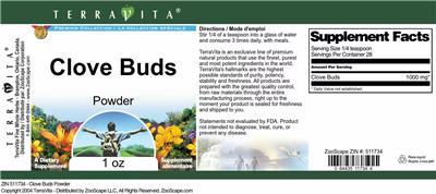 Photo of the TerraVita Premium Collection Clove Buds Powder label