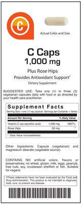 Photo of the VitalBulk C Caps 1,000 mg Plus Rose Hips label