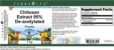 Photo of the TerraVita Premium Collection Chitosan Extract 95% De-Acetylated Powder label