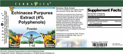 Photo of the TerraVita Premium Collection Echinacea Purpurea Extract (4% Polyphenols) Powder label