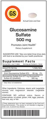 Photo of the VitalBulk Glucosamine Sulfate 500 mg label