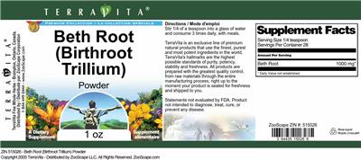 Beth Root (Birthroot Trillium) Powder