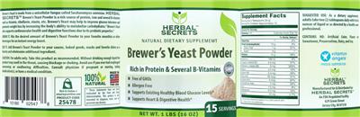 Photo of the Herbal Secrets Brewer's Yeast Powder label