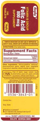 Folic Acid 800 mcg