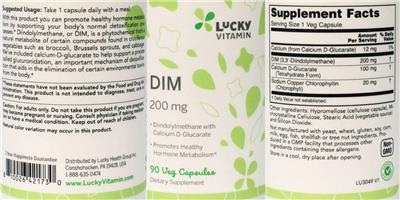 Photo of the LuckyVitamin DIM 200 mg label