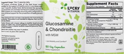 Photo of the LuckyVitamin Glucosamine & Chondroitin with MSM label