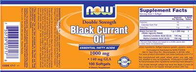 Photo of the NOW Double Strength Black Currant Oil 1000 mg label