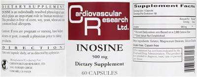 Photo of the Cardiovascular Research Inosine 500 mg label