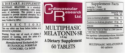 Photo of the Cardiovascular Research Multiphasic Melatonin-SR 1.8 mg label