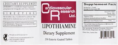 Photo of the Cardiovascular Research Lipothiamine label