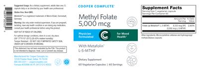 Photo of the Cooper Complete Methyl Folate 5,000 mcg label