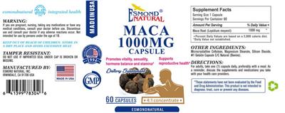 Photo of the Esmond Natural Maca 1000 mg Capsule label