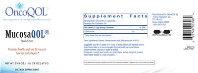 Photo of the OncoQOL MucosaQOL Peach Flavor label