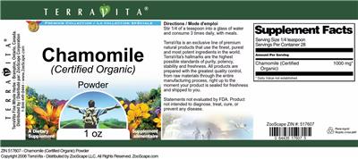 Photo of the TerraVita Premium Collection Chamomile (Certified Organic) Powder label