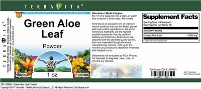 Photo of the TerraVita Premium Collection Green Aloe Leaf Powder label