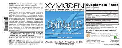 Photo of the XYMOGEN OptiMag 125 label