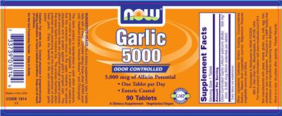 Photo of the NOW Garlic 5000 label