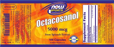 Photo of the NOW Sports Octacosanol 5000 mcg label