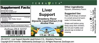 Photo of the TerraVita Liver Support Strawberry Flavor label