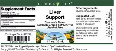 Photo of the TerraVita Liver Support Chocolate Flavor label