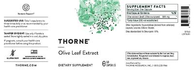 Product label for Olive Leaf Extract