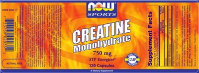 Photo of the NOW Sports Creatine Monohydrate label