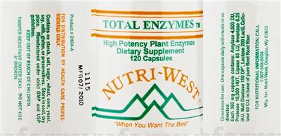 Photo of the Nutri-West Total Enzymes label