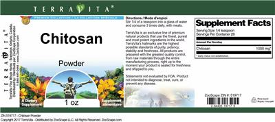 Photo of the TerraVita Premium Collection Chitosan Powder label