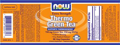 Photo of the NOW Extra Strength Thermo Green Tea label