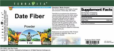 Photo of the TerraVita Premium Collection Date Fiber Powder label