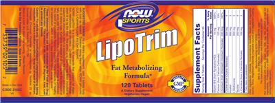 Photo of the NOW Sports LipoTrim label