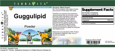 Photo of the TerraVita Premium Collection Guggulipid Powder label