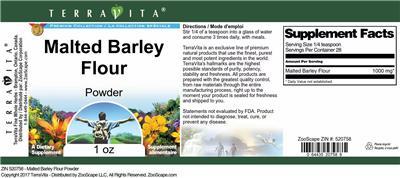 Photo of the TerraVita Premium Collection Malted Barley Flour Powder label