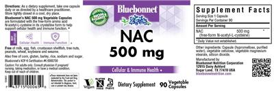 Photo of the Bluebonnet NAC 500 mg label