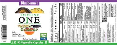 Photo of the Bluebonnet Immune One label
