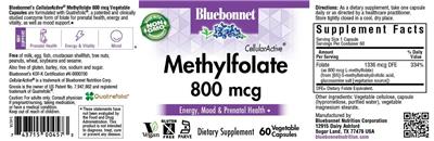 Product label for CellularActive Methylfolate 800 mcg