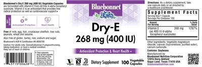 Photo of the Bluebonnet Dry-E 268 mg (400 IU) label