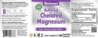 Photo of the Bluebonnet Buffered Chelated Magnesium label