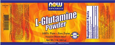 Photo of the NOW Sports L-Glutamine Powder label