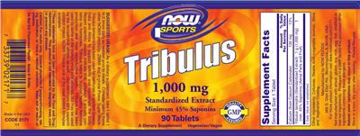 Photo of the NOW Sports Tribulus 1,000 mg label