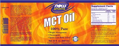 Photo of the NOW Sports MCT Oil label